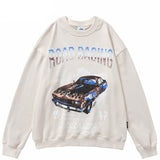 "Road Racing" Graphic Unisex Streetwear Vintage Women Men Y2K Pullover Harajuku Sweatshirt