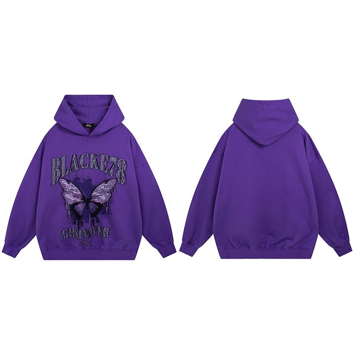 "Pink Butterfly" Graphic Unisex Streetwear Vintage Women Men Y2K Hoodie