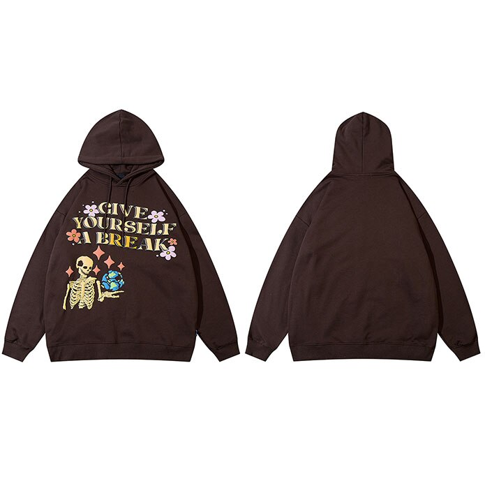 "Give Yourself Time" Graphic Unisex Streetwear Women Men Y2K Hoodie