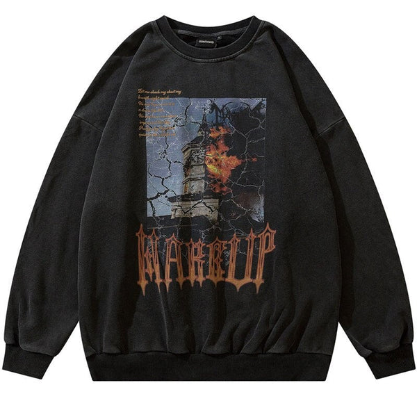 "Mansion In Flames" Graphic Unisex Streetwear Vintage Women Men Y2K Sweatshirt