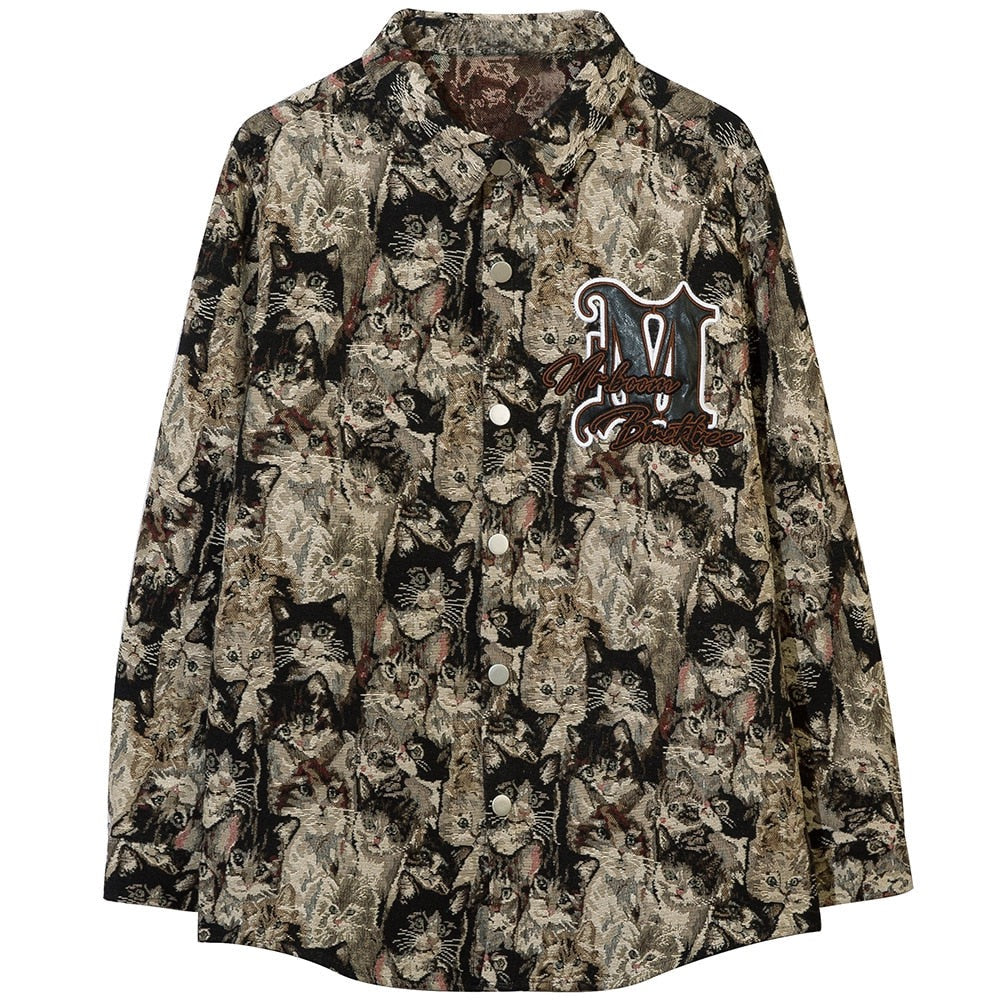 "Jungle Dreams" Graphic Unisex Streetwear Vintage Women Men Y2K Button Shirt