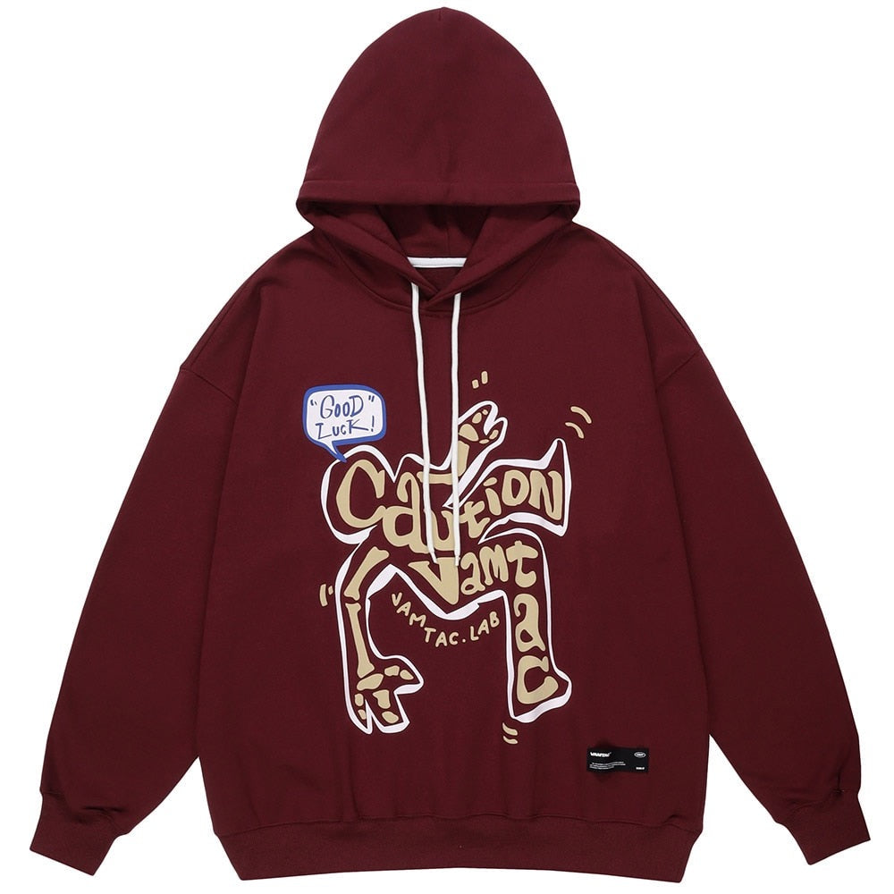 "Caution" Streetwear Unisex Men Women Graphic Hoodie