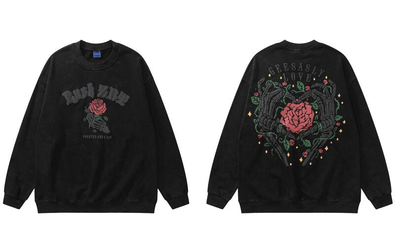 "Surrounded Love" Graphic Unisex Streetwear Vintage Women Men Y2K Sweatshirt