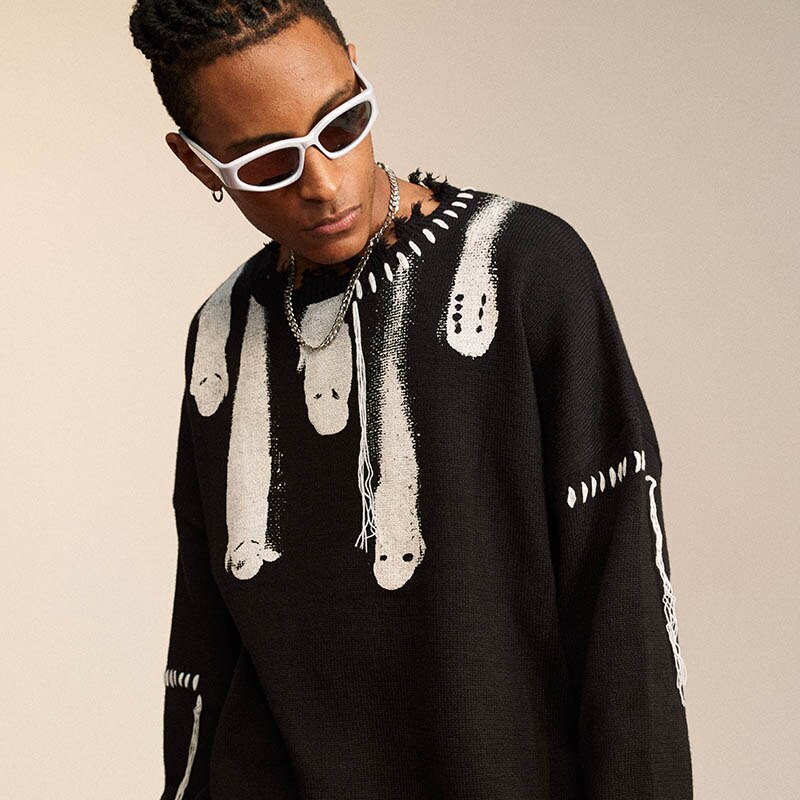 "Beige Ghost" Unisex Men Women Streetwear Graphic Sweater