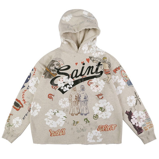 "Mr Saint" Graphic Unisex Streetwear Vintage Women Men Y2K Hoodie