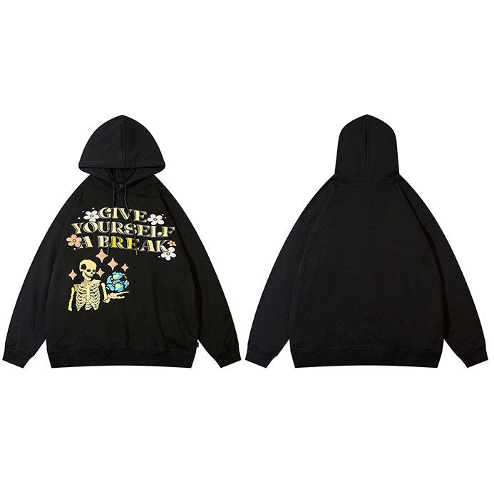 "Give Yourself Time" Graphic Unisex Streetwear Women Men Y2K Hoodie
