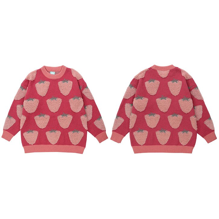 "Red Forbidden Fruit" Graphic Unisex Streetwear Vintage Women Men Y2K Sweater