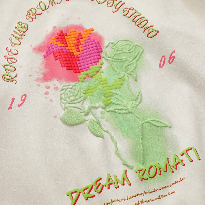 "Black Rose" Graphic Unisex Streetwear Vintage Women Men Y2K Sweatshirt