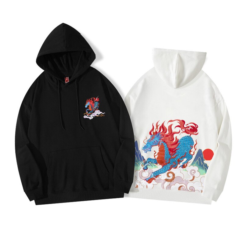 "Blue Horse" Unisex Men Women Streetwear Graphic Hoodie