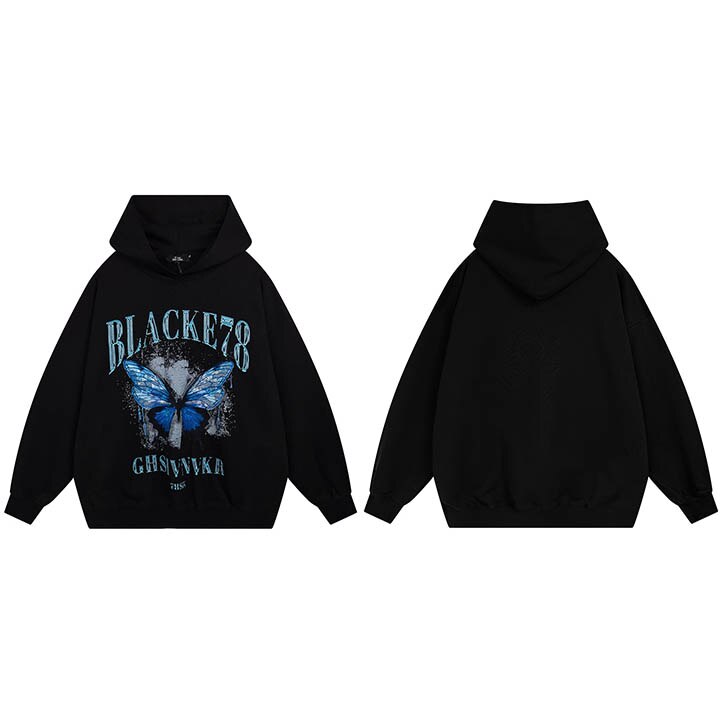 "Pink Butterfly" Graphic Unisex Streetwear Vintage Women Men Y2K Hoodie