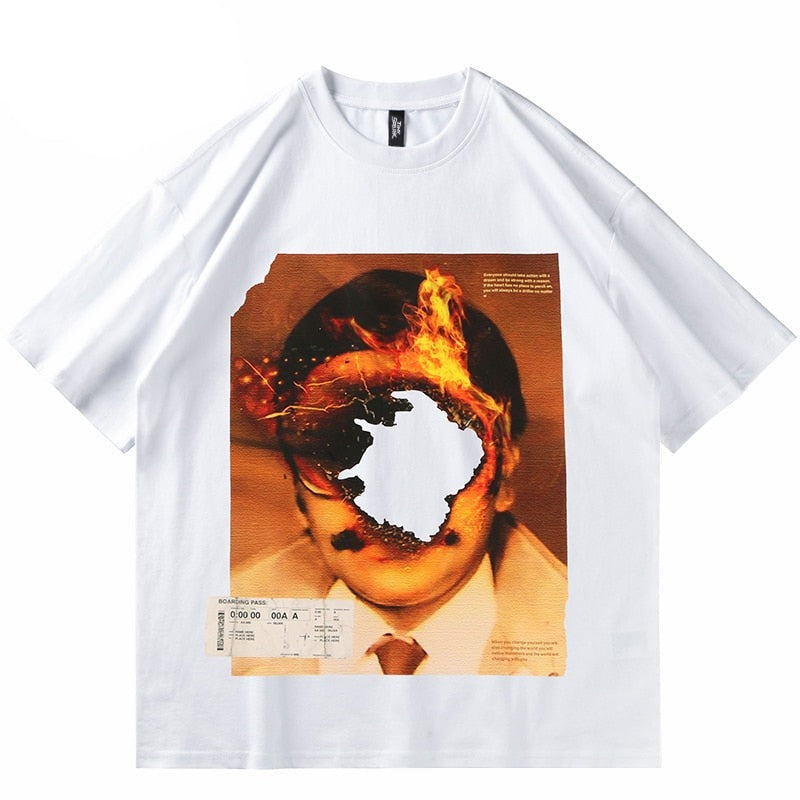 "Burning Flame" Unisex Men Women Streetwear Graphic T-Shirt