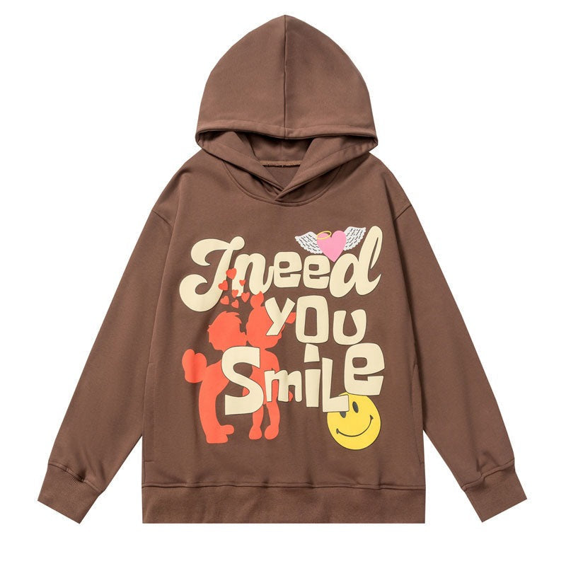 "I Need You To Smile" Graphic Unisex Streetwear Vintage Women Men Y2K Hoodie