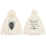 "White Hearted" Graphic Unisex Streetwear Vintage Women Men Y2K Hoodie