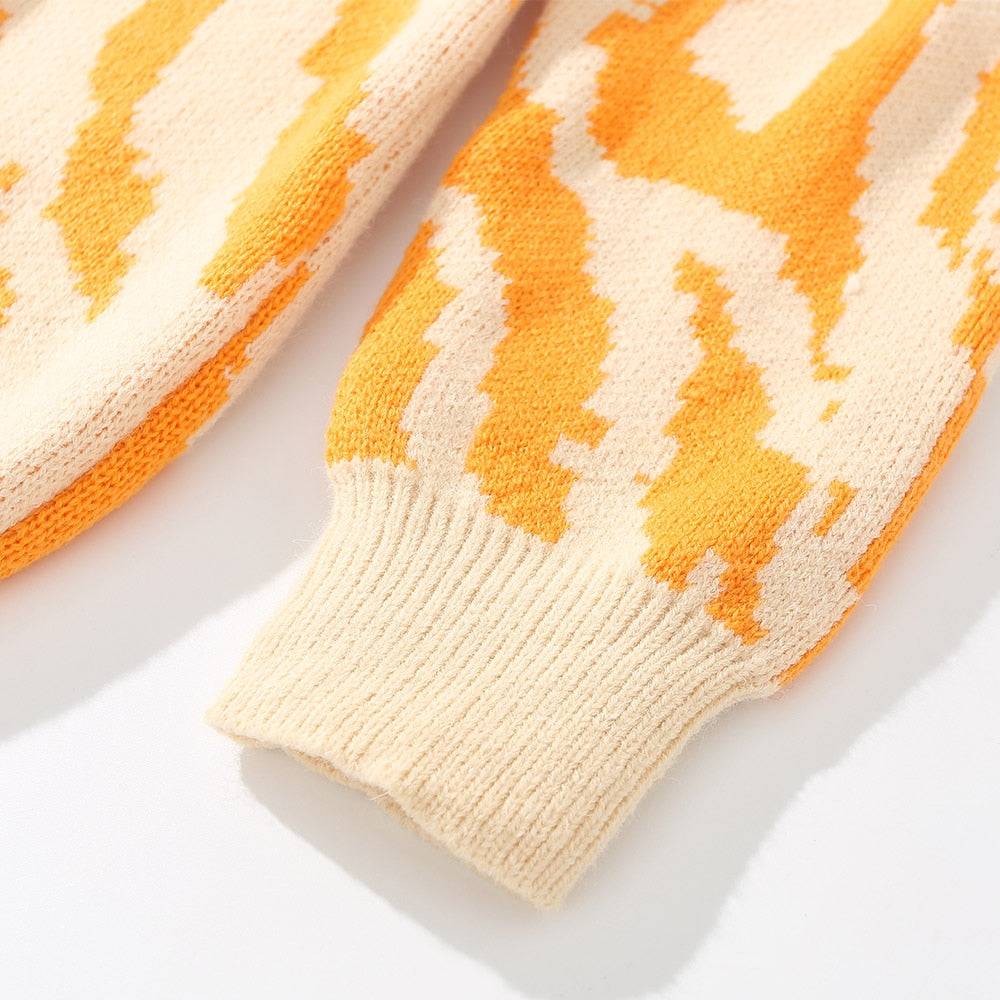 "Orange Wave" Graphic Unisex Streetwear Vintage Women Men Y2K Sweater