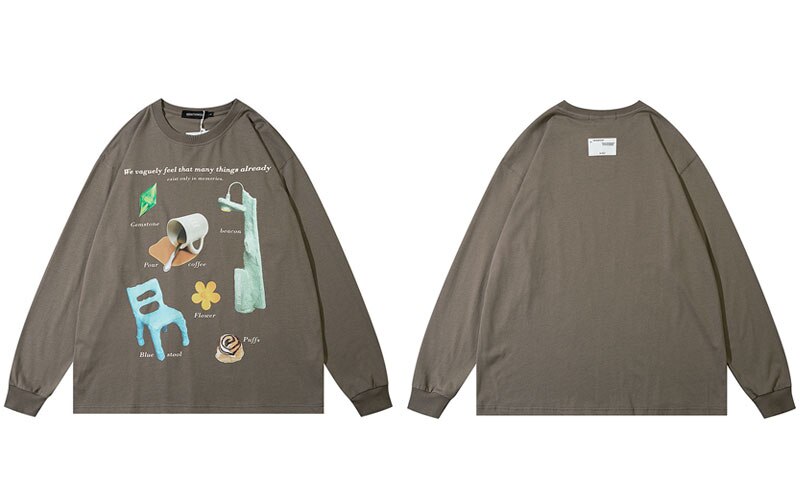 "Sitting Down" Graphic Unisex Streetwear Vintage Women Men Y2K Sweatshirt