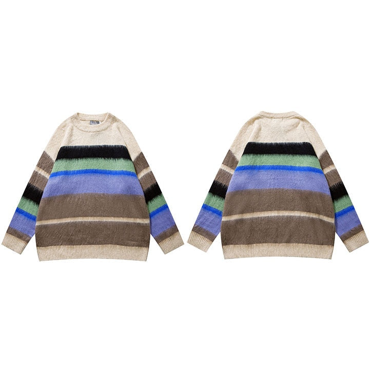 "Rainbow Waves" Graphic Unisex Streetwear Vintage Women Men Y2K Sweater