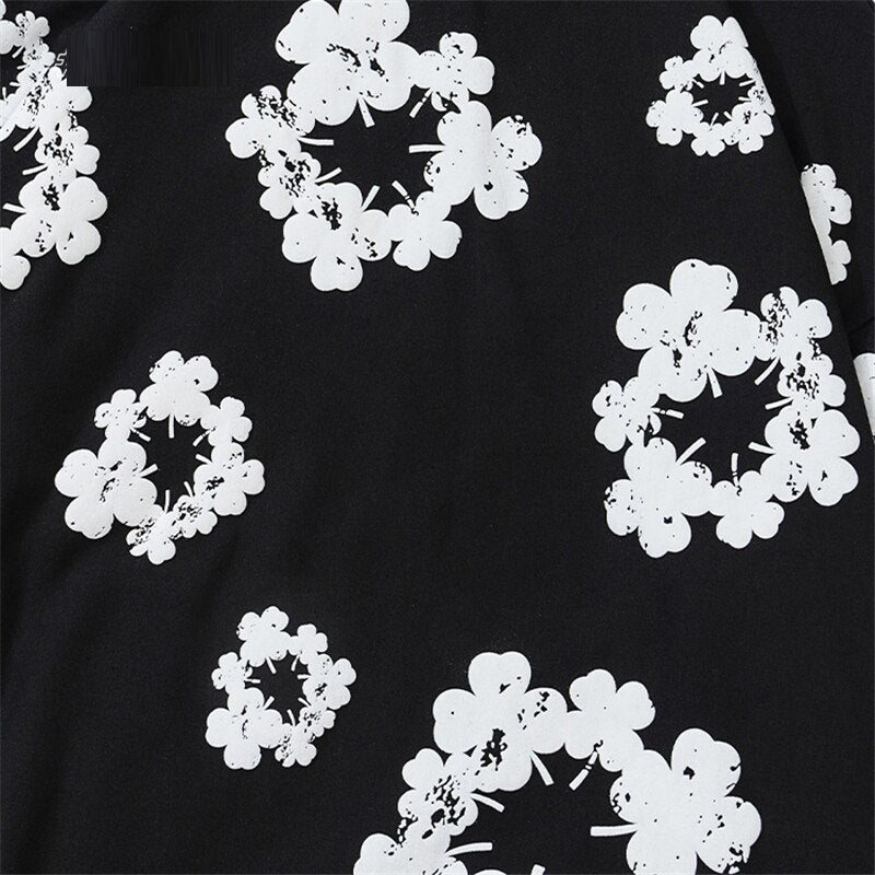 "White Flowers" Graphic Unisex Streetwear Vintage Women Men Y2K Hoodie