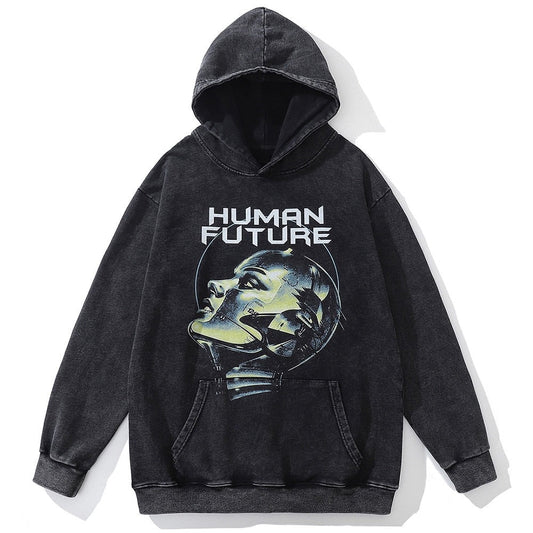 "Human Database" Graphic Unisex Streetwear Vintage Women Men Y2K Hoodie