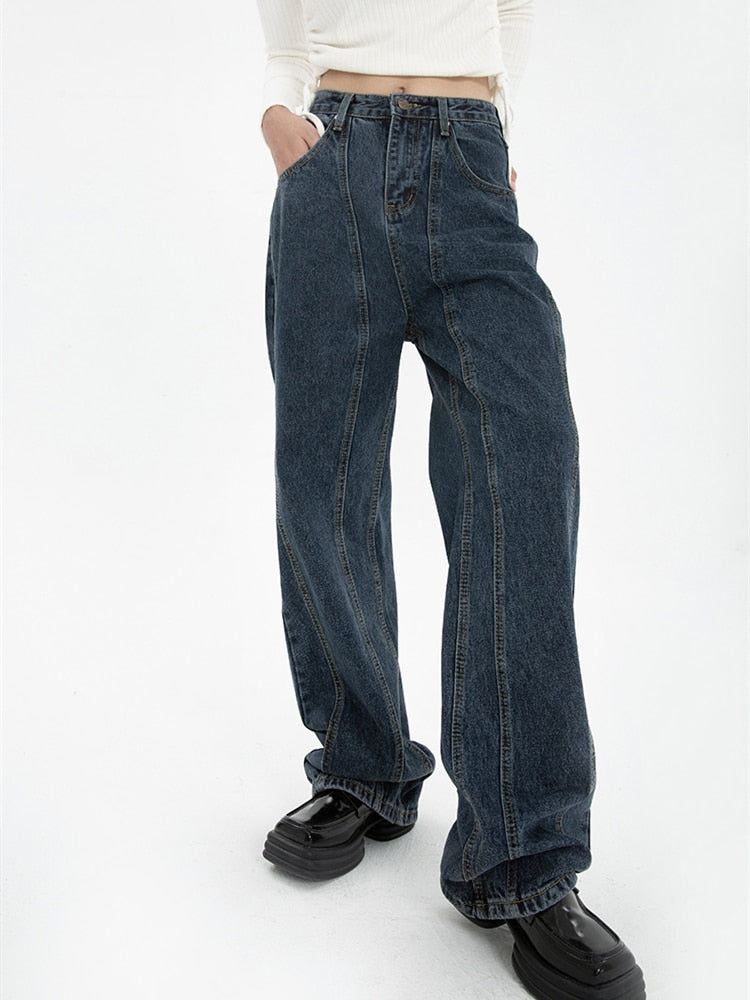 "Rockstar" Graphic Unisex Streetwear Vintage Women Men Y2K Denim Jeans