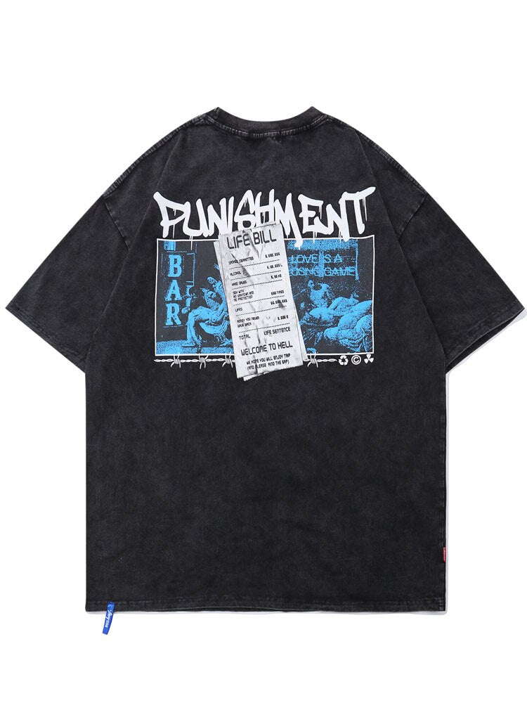 "Real Punishment" Graphic Unisex Streetwear Vintage Women Men Y2K T-Shirt