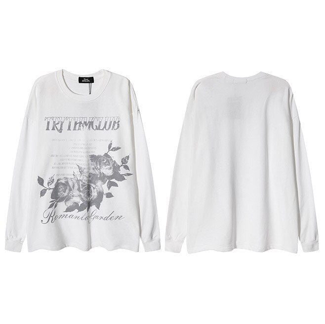 "Grey Roses" Unisex Men Women Streetwear Graphic Sweatshirt