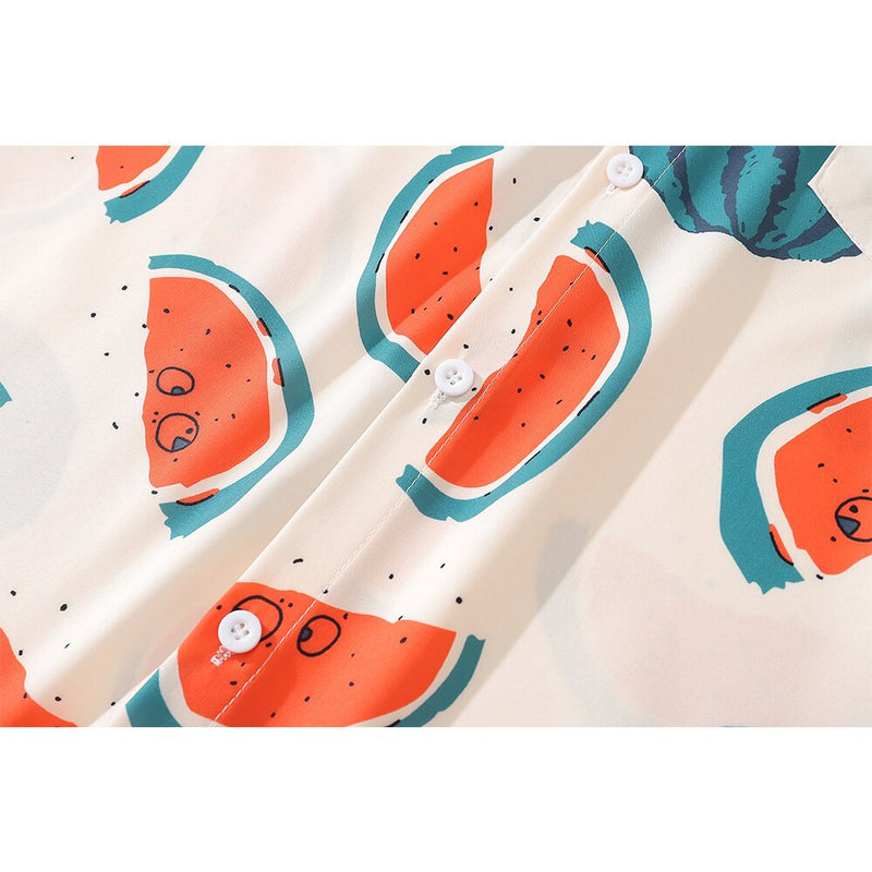 "Watermelon" Graphic Unisex Streetwear Vintage Women Men Y2K Button Shirt