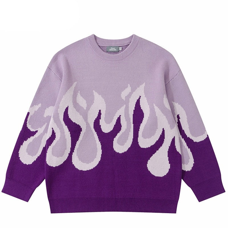 "Water & Fire" Graphic Unisex Streetwear Vintage Women Men Y2K Sweater