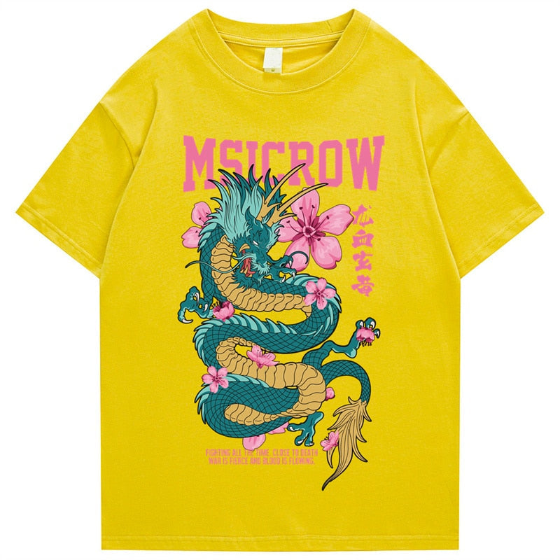 "Peace Dragon" Graphic Unisex Streetwear Vintage Women Men Y2K T-Shirt