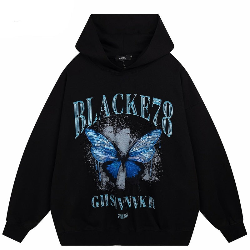 "Pink Butterfly" Graphic Unisex Streetwear Vintage Women Men Y2K Hoodie