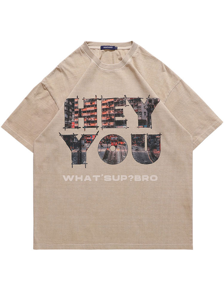 "Hey You There" Graphic Unisex Streetwear Vintage Women Men Y2K T-Shirt
