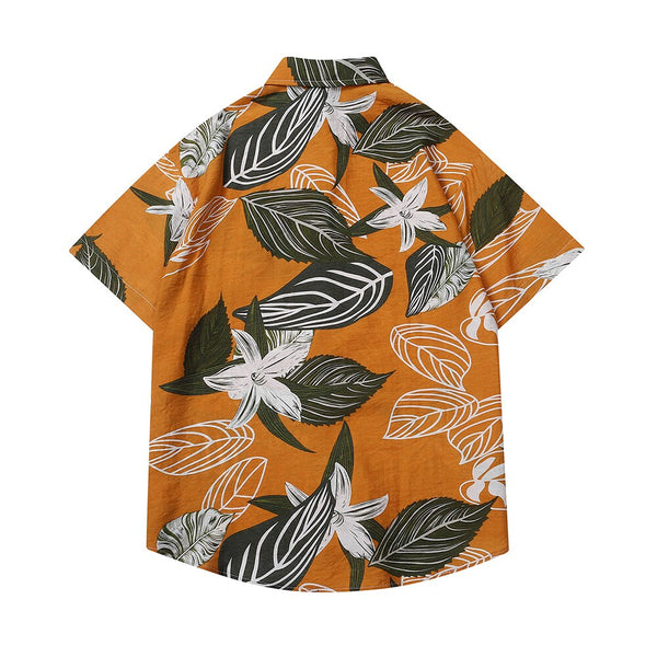 "Leaves Stuck" Graphic Unisex Streetwear Vintage Women Men Y2K Button Up Shirt