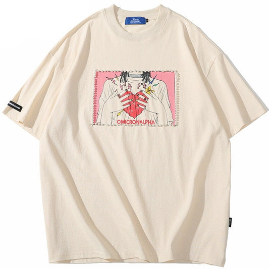 "Red Heart" Graphic Unisex Streetwear Vintage Women Men Y2K T-Shirt