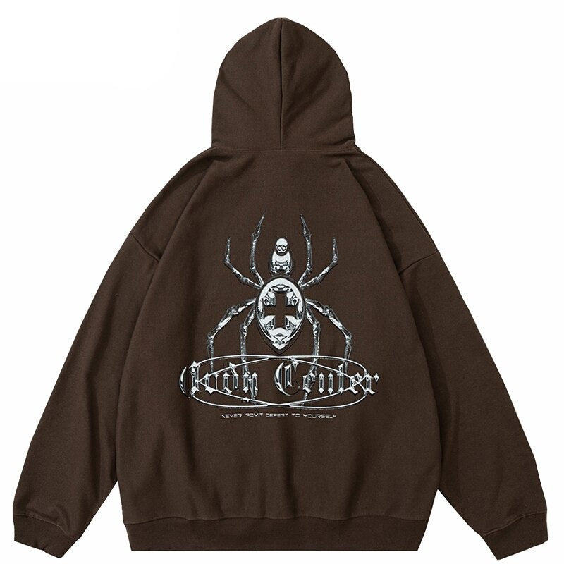 "Spider Cross" Graphic Unisex Streetwear Vintage Women Men Y2K Hoodie