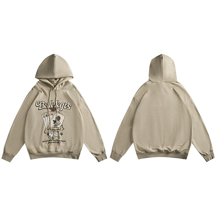 "Poker Face" Graphic Unisex Streetwear Vintage Women Men Y2K Hoodie
