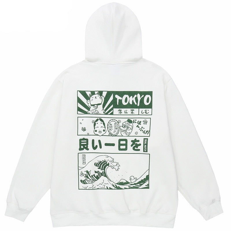 "Tokyo Wave" Graphic Unisex Streetwear Vintage Women Men Y2K Hoodie
