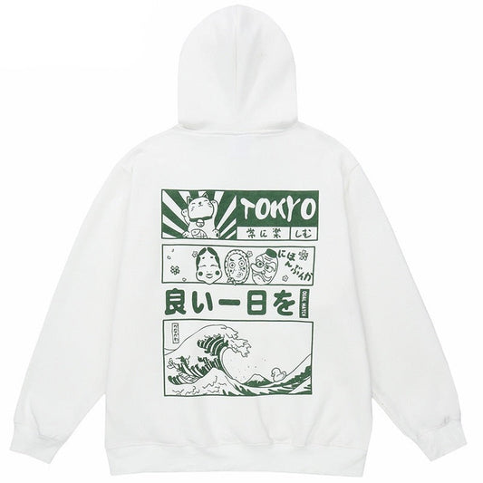 "Tokyo Wave" Graphic Unisex Streetwear Vintage Women Men Y2K Hoodie