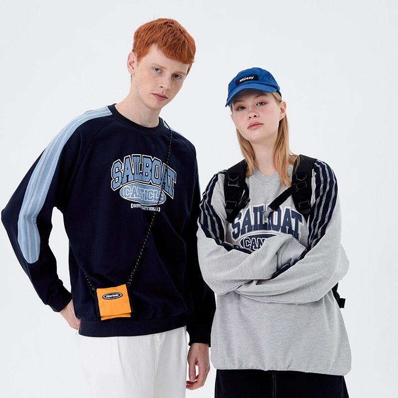 "On The Sail Boat" Graphic Unisex Streetwear Vintage Women Men Y2K Sweatshirt