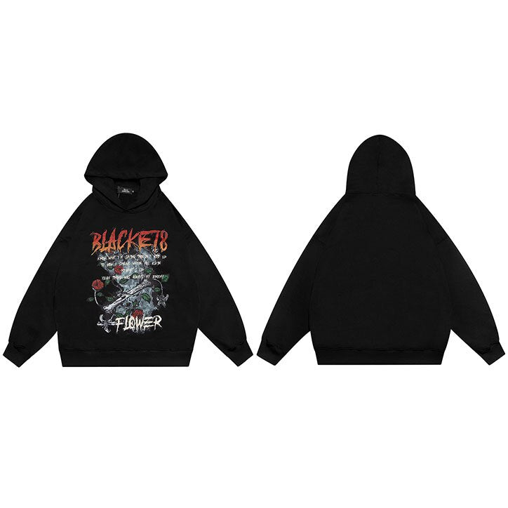 "Black Rose" Unisex Men Women Streetwear Graphic Hoodie