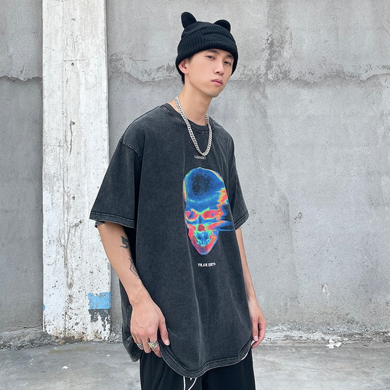 "Blue Skull" Unisex Men Women Streetwear Graphic T-Shirt