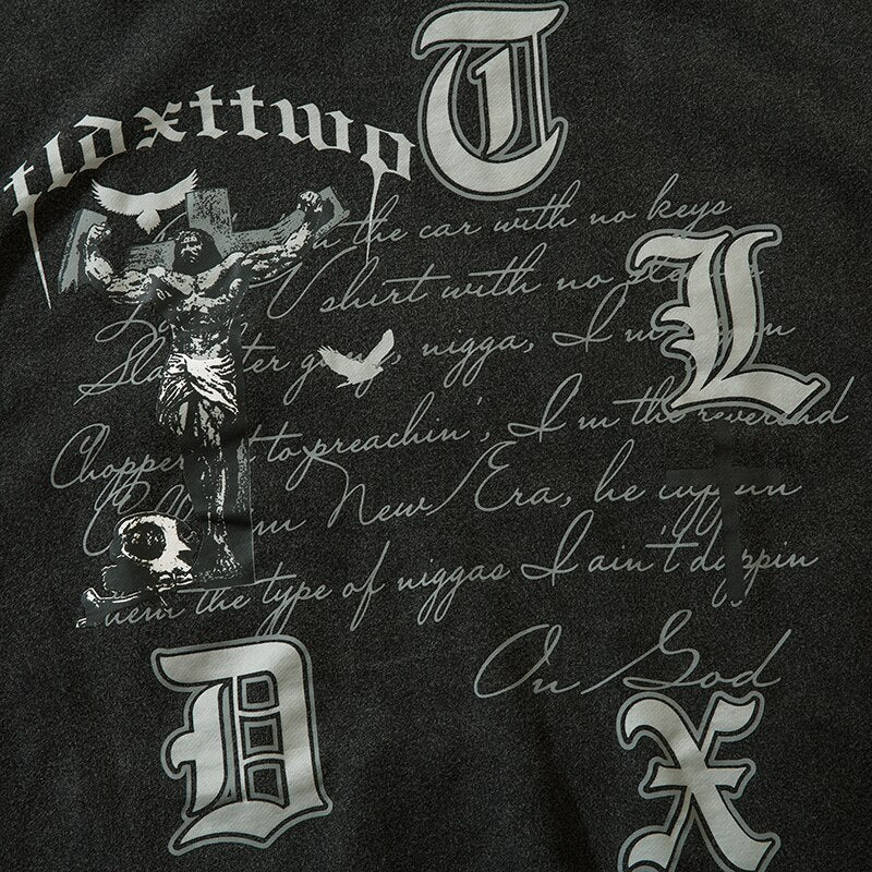 "Grey Cross" Graphic Unisex Streetwear Women Men Y2K Hoodie