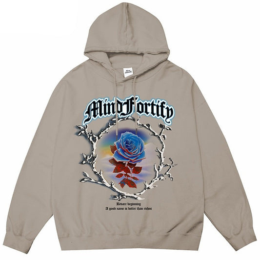 "Fallen Red Rose" Unisex Men Women Streetwear Graphic Hoodie