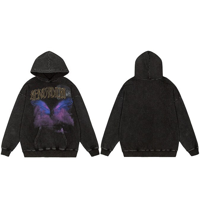 "Purple Bird" Graphic Unisex Streetwear Vintage Women Men Y2K Hoodie