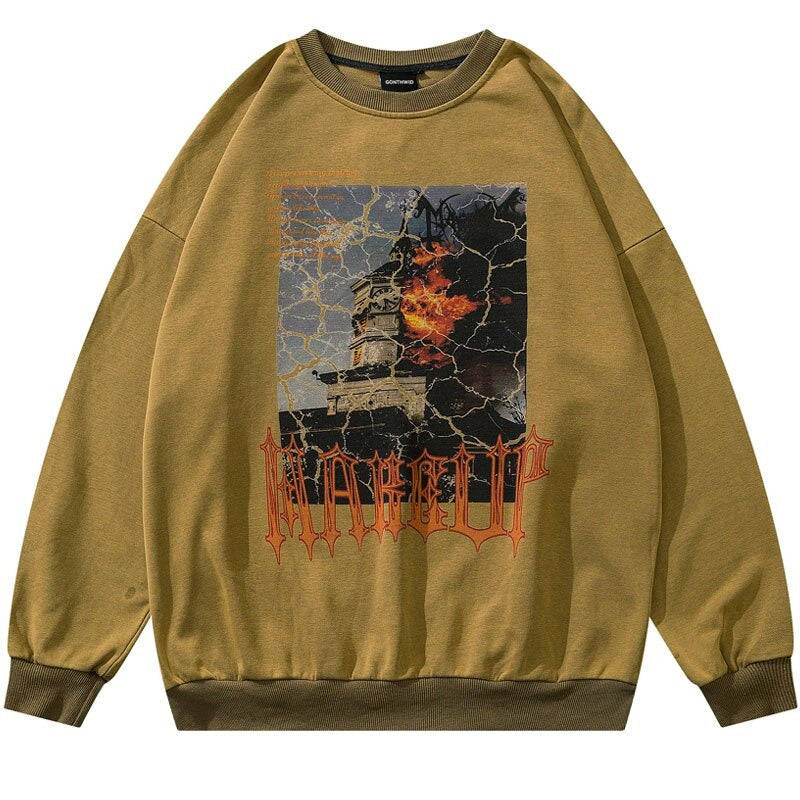 "Mansion In Flames" Graphic Unisex Streetwear Vintage Women Men Y2K Sweatshirt