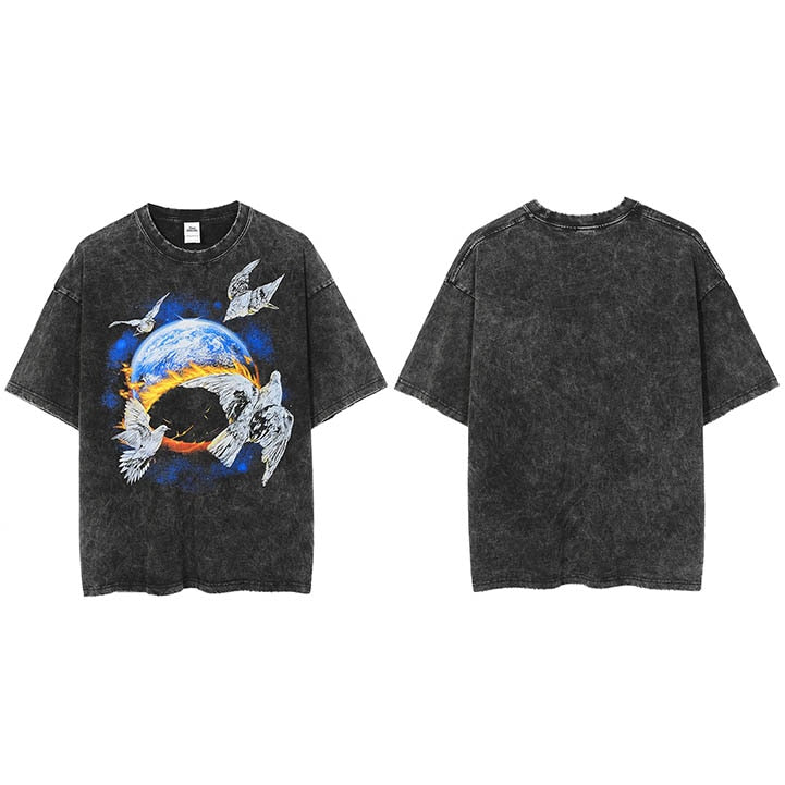 "Around The Globe" Unisex Men Women Streetwear Graphic T-Shirt