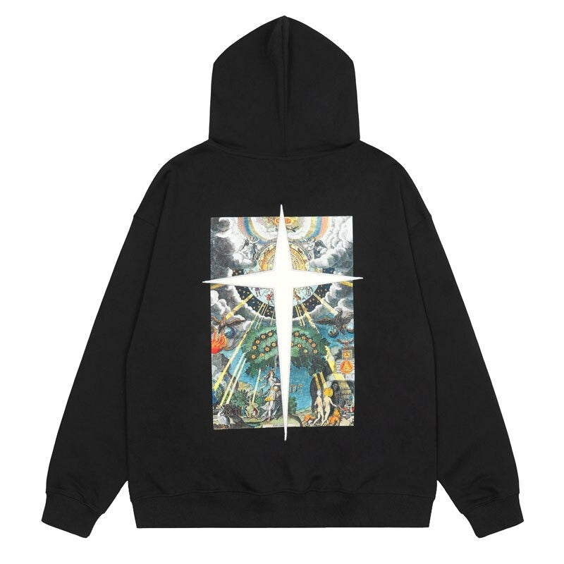 "Black Cross" Unisex Men Women Streetwear Graphic Hoodie