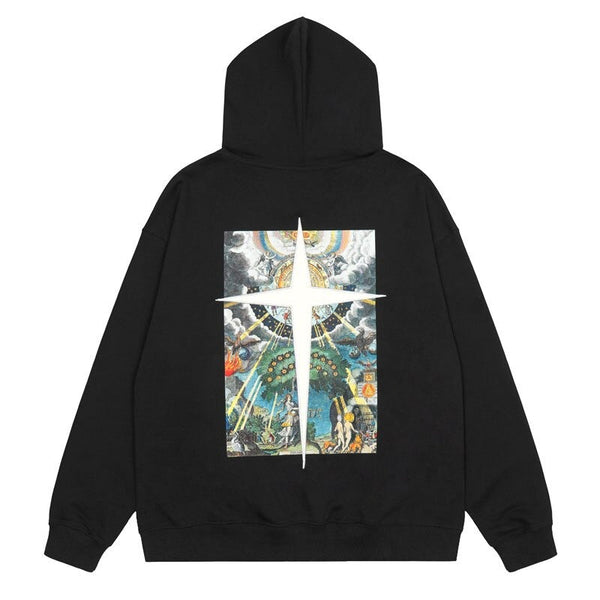 "Black Cross" Unisex Men Women Streetwear Graphic Hoodie