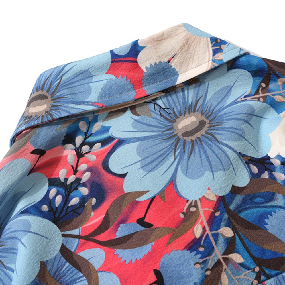 "Blue Garden" Graphic Unisex Men Women Streetwear Button Shirt