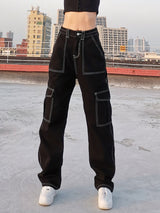 "Patched" Graphic Unisex Streetwear Women Men Y2K Denim Pants