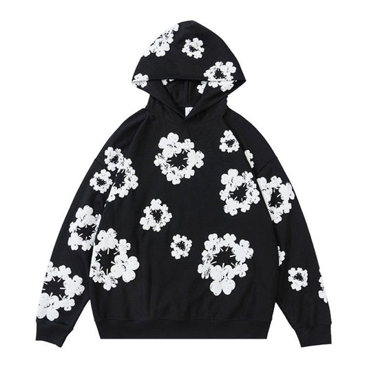 "White Flowers" Graphic Unisex Streetwear Vintage Women Men Y2K Hoodie