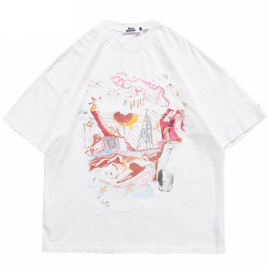 "Roller Coaster" Graphic Unisex Streetwear Vintage Women Men Y2K T-Shirt